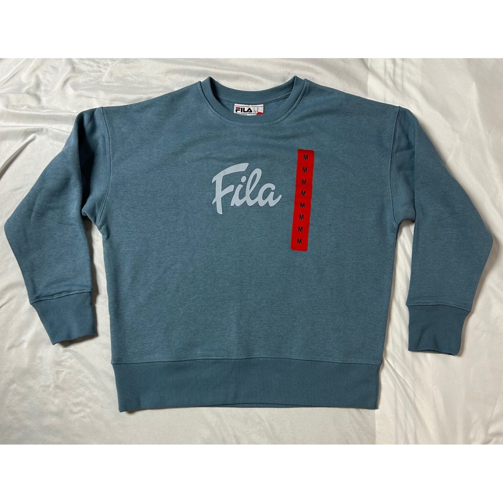 NWT Fila Heritage Women Crewneck Sweatshirt Springlake Blue Script Logo Size M